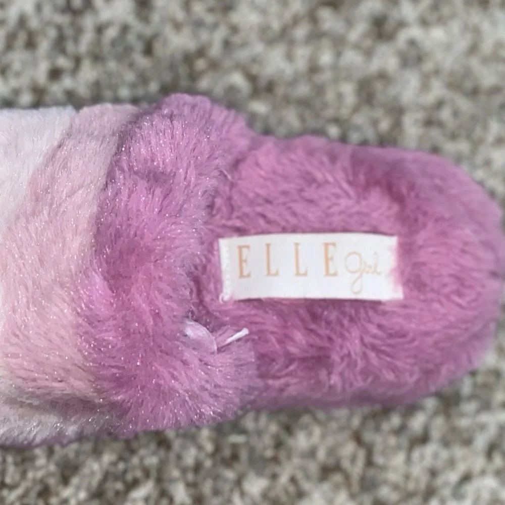 Elle Girl Fluffy Pink and Purple Slippers size M